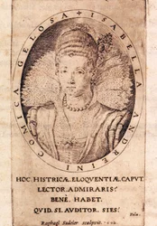 Retrato de la actriz italiana Andreina Isabella Canali (1562-1604), portada de sus cartas