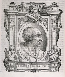 Retrato de Lorenzo Ghiberti (1378-1455) de Las vidas de los artistas de Vasari, publicado por primera vez en 1550