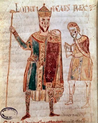 Retrato de Luis I el Piadoso (778-840), Rey de Francia. Página de manuscrito (ms. 4) 