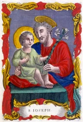Retrato de San José y el Niño Jesús, imagen piadosa, Italia