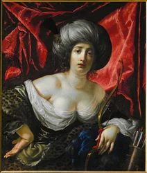Retrato de mujer como la diosa Diana (pintura sobre lienzo)