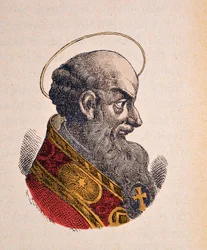 Retrato del Papa San Pío V (1566-1572), 1898 (grabado con coloración posterior)