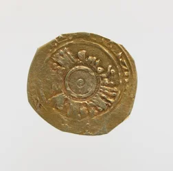 Reverso del Tari de Amalfi con epigrafía pseudo-cúfica (oro)