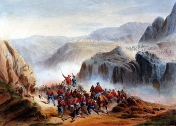 Risorgimento: la Batalla de Calatafimi en Sicilia entre las tropas de Giuseppe Garibaldi (1807-1882), los Mil y el Ejército del Reino de las Dos Sicilias