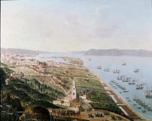 Risorgimento: los ejércitos borbónicos de Fernando II de las Dos Sicilias en Mesina (Sicilia) en agosto de 1848 para recuperar Sicilia después de las insurrecciones
