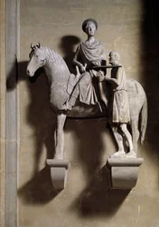 San Martín a caballo compartiendo su capa con un mendigo. Escultura