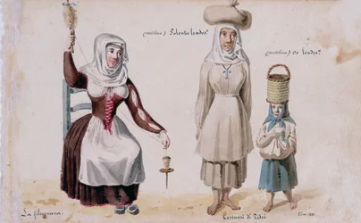 Trajes sardos de Tissi, impresión ms. 257, Colección Cominotti