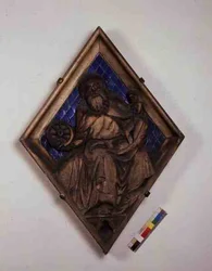 Saturno, azulejo en relieve del Campanile