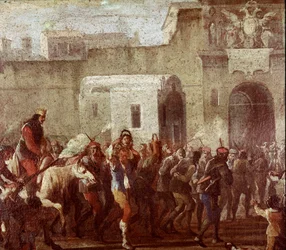 Escena de castigo de ladrones en la época de Masaniello (detalle)