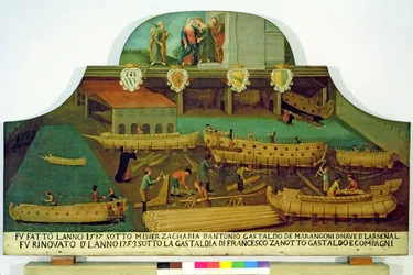 Letrero para la familia Marangoni de constructores de barcos, veneciano, 1517