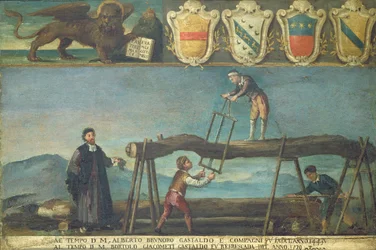 Signo del Gremio de Trabajadores de Aserraderos Venecianos, 1445