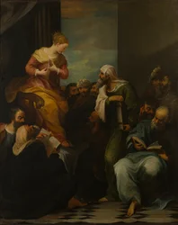 Santa Catalina disputando con los jueces, c.1650-1710 (óleo sobre lienzo)