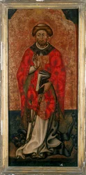 San Felipe pisando un demonio, pintura sobre madera del siglo XV