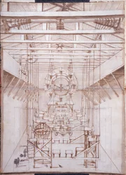 Maquinaria escénica para las óperas en el teatro San Salvatore en Venecia, 1675