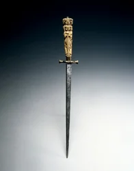 Estilete con empuñadura en forma de figuras de Caridad, Justicia y Esperanza, c.1650