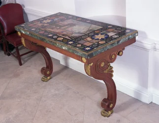 Tablero de mesa que representa el puerto de Livorno, según un diseño de Antonio Ciocci (fl.1722-92)