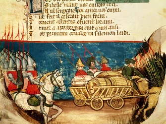 El Ejército de Carlomagno (742-814) y el Transporte de Provisiones, de un Códice Veneciano