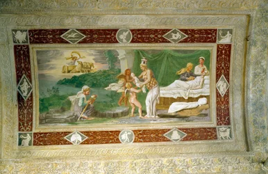 El nacimiento de Memnón, pintura en el techo de la logia del Appartamento della Grotto (Giardino Segreto) 1534