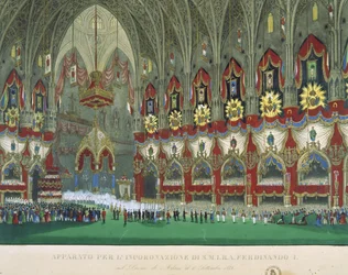 La coronación de Fernando I en la catedral de Milán, 6 de septiembre de 1838