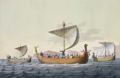 La flota de Guillermo el Conquistador, lámina 8 de La historia de las naciones