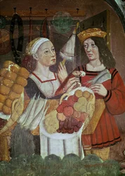 El mercado de verduras (fresco) (detalle)