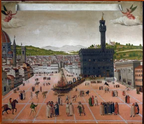 La pira de Girolamo Savonarola en la Piazza della Signoria, Florencia, en 1498 (pintura)