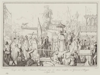 Triunfo del Dogo Andrea Contarini tras la victoria sobre los genoveses en Chioggia