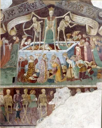 Triunfo de la muerte y danzas de la muerte. Detalle (después de la restauración)