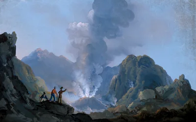 Vista del cráter del Vesubio en 1829