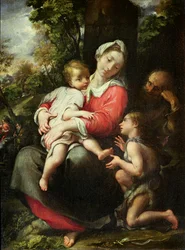 Virgen con el Niño, Escuela de Parma (óleo sobre lienzo)