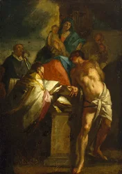 Virgen y Niño con San Sebastián y un Santo Obispo, siglo XVII
