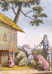 Santuario taoísta al borde del camino en el campo, de Costume dei... por Giulio Ferrario, c.1820s-30s