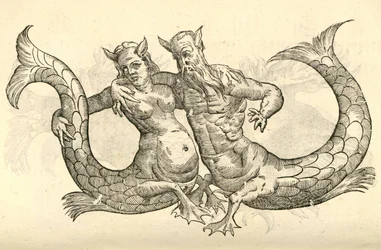 Ilustración de Monstra Niliaca Parei de Historia de Monstruos de Aldrovandi, 1642