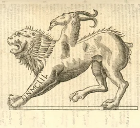 Ilustración de Monstrosae cuiusdam Chimaerae de Historia de Monstruos de Aldrovandi, 1642