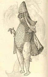Ilustración de Monstrum Marinum rudimenta habitus Episcopi referens de Historia de Monstruos de Aldrovandi, 1642