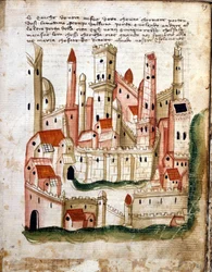 Vista de la ciudad de Jerusalén, del Libro dOltramare por Niccolo da Poggibonsi
