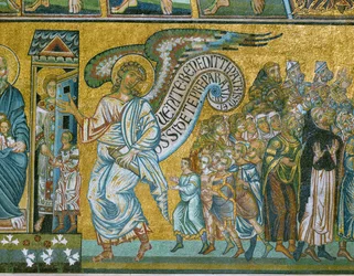 Un ángel guía a " los Justos " (mosaico)