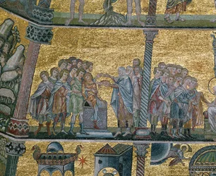José en Egipto: los hermanos venden a José (mosaico)