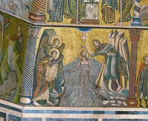 San Juan bautizando a Jesús en el Jordán (mosaico)