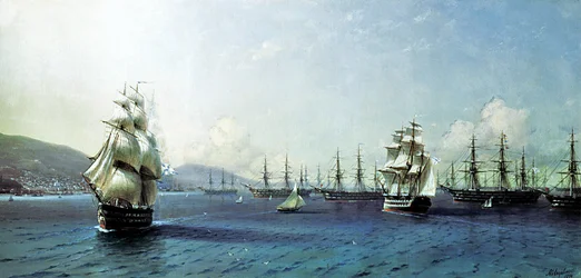 Flota del mar Negro en la bahía de Teodosia, poco antes de la guerra de Crimea