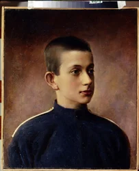 Portrait du grand duc Konstantin Nikolayevich de Russie (1827-1892). (Retrato del Gran Duque Konstantin Nikolayevich de Rusia). Retrato adolescente. Pintura de Ivan Alexeevich Tyurin (1824-1904), pintura sobre papel. Arte ruso del siglo XIX. Sate central N