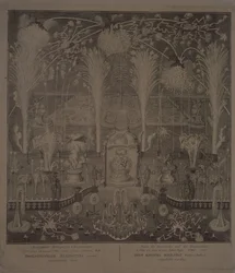Iluminación cerca de la Academia de Bellas Artes en la noche de Nochevieja de 1748