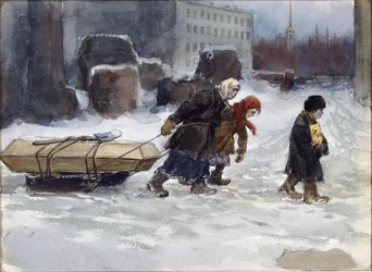 Entierro de un obrero que no era comunista por Vladimirov, Ivan Alexeyevich (1869-1947). Acuarela, gouache sobre papel