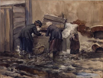 Años de hambre en Petrogrado por Vladimirov, Ivan Alexeyevich (1869-1947). Acuarela, gouache sobre papel