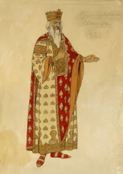 Proyecto de vestuario para la ópera ""Ruslan and Ludmila"" de Mikhail Igor Glinka (1804-1857). Pintura de Ivan Yakolevich Bilibin (Bilibin) (1876-1942)