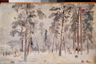 Frost (Hoarfrost) - Pintura de Ivan Ivanovich Shishkin (Shishkin) (1832-1898), óleo sobre lienzo, hacia 1890 - Arte ruso, paisaje del siglo XIX - Galería Estatal Tretyakov, Moscú
