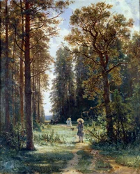 Camino a través del bosque Paisaje despejado en un bosque. 1880 San Petersburgo, Museo del Hermitage