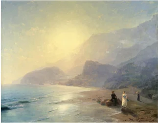 Alexander Pushkin y la Princesa Maria Raevskaya cerca de Gurzuf, 1886