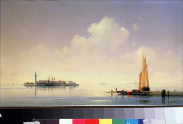 La laguna de Venecia, vista de la isla de San Giorgio Maggiore (Saint-Georges-Majeur, Saint Georges Majeur) (La laguna de Venecia, vista de San Giorgio Maggiore). Pintura de Ivan Konstantinovich Aivazovsky (Ivan Konstantinovich Aivazovsky
