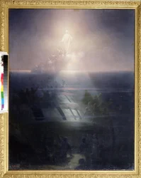 El barco de 84 cañones Lefort, hundido en 1856 durante la Guerra de Crimea (1853-1856). ((Hundimiento del buque de 84 cañones Lefort en 1856). Pintura de Ivan Konstantinovich Aivazovsky (1817-1900). Óleo sobre lienzo